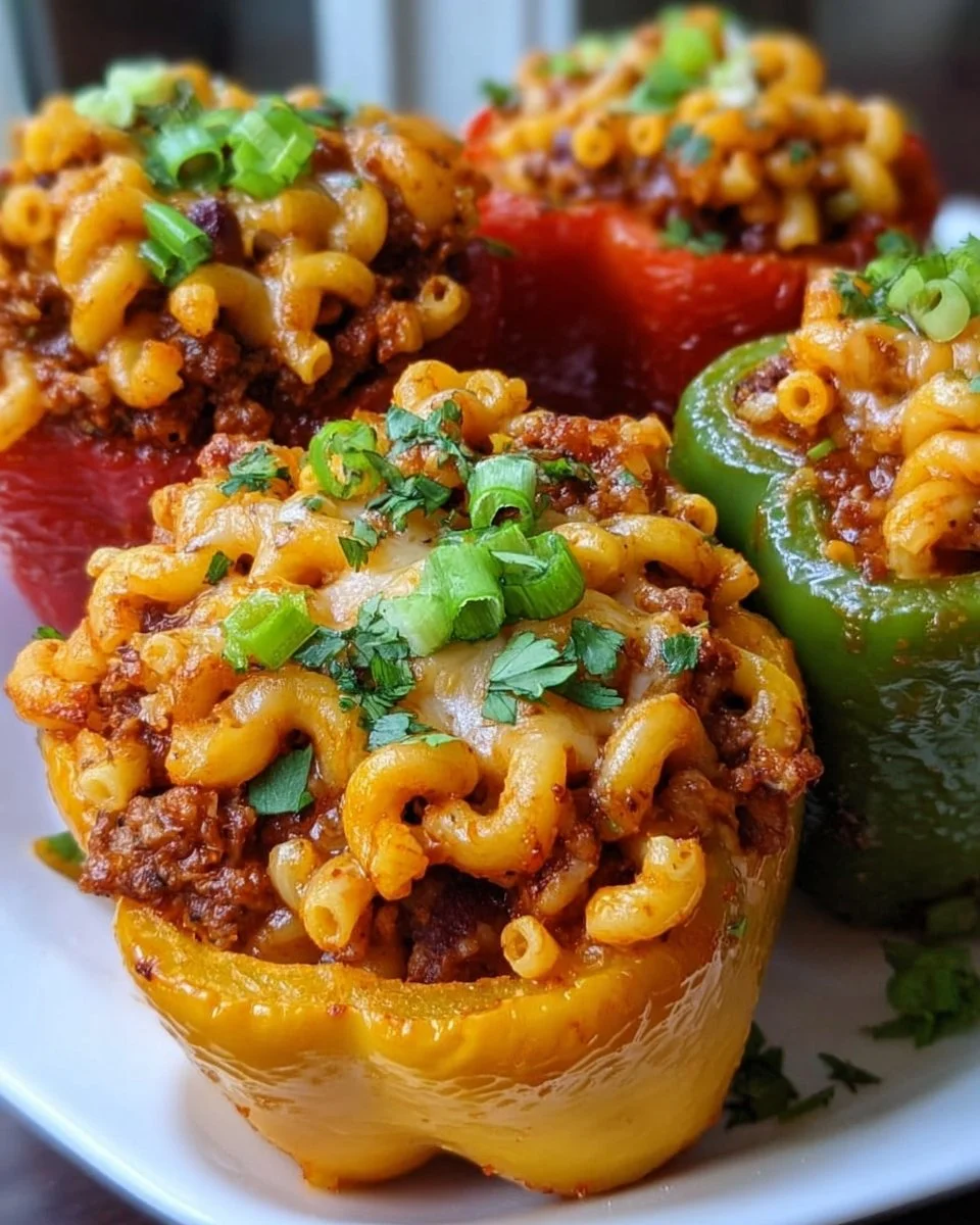 Baked Chili Mac Stuffed Peppers