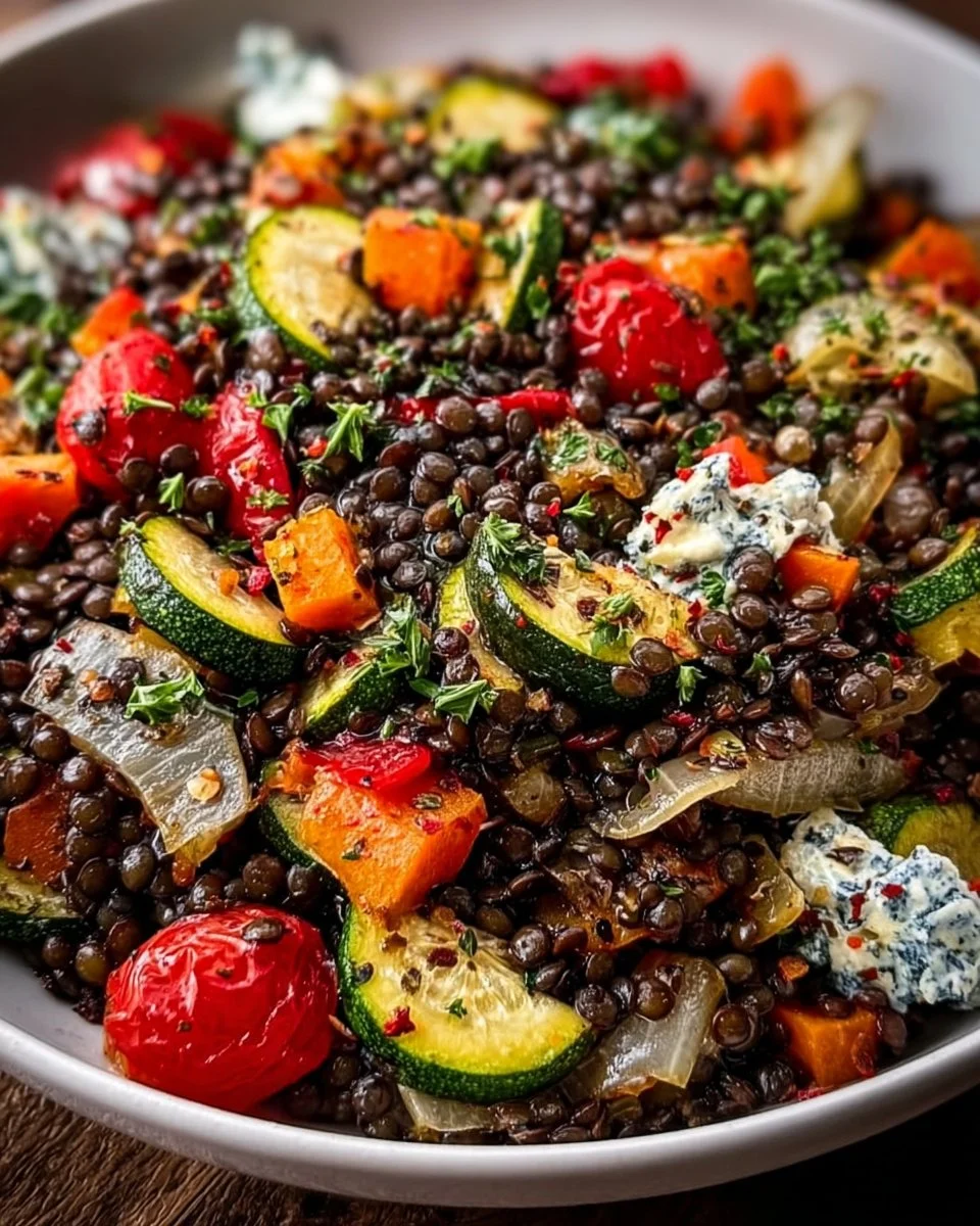 Black Lentil Salad with Roasted Vegetables