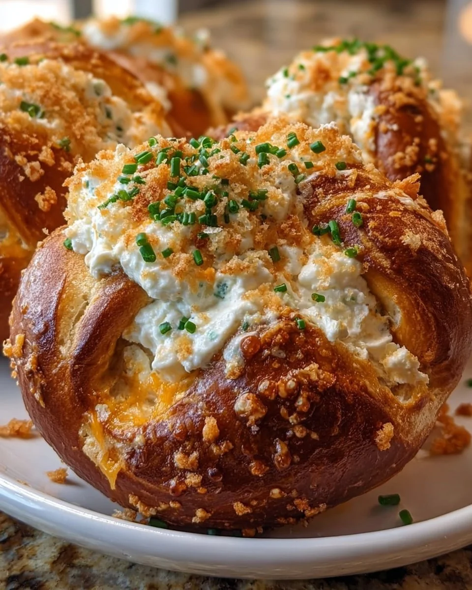 Delicious Buffalo Ranch Cream Cheese Pretzel served with dipping sauce