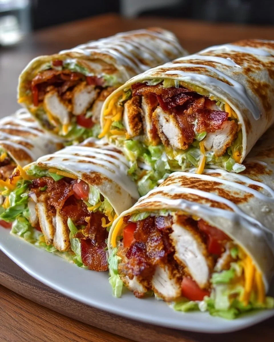 Homemade Crispy Bacon Ranch Chicken Wraps