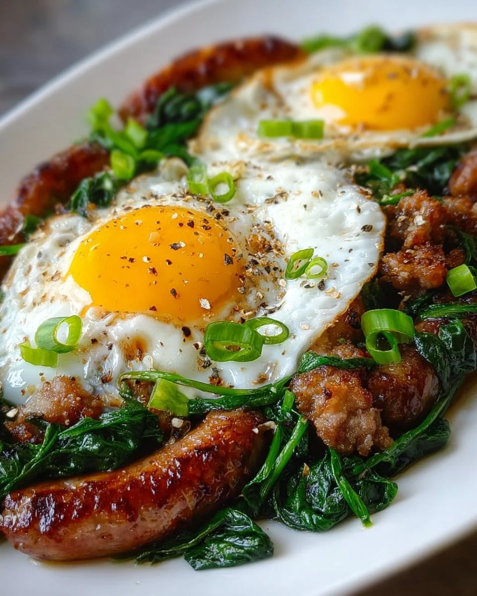 Keto Sausage Egg Spinach