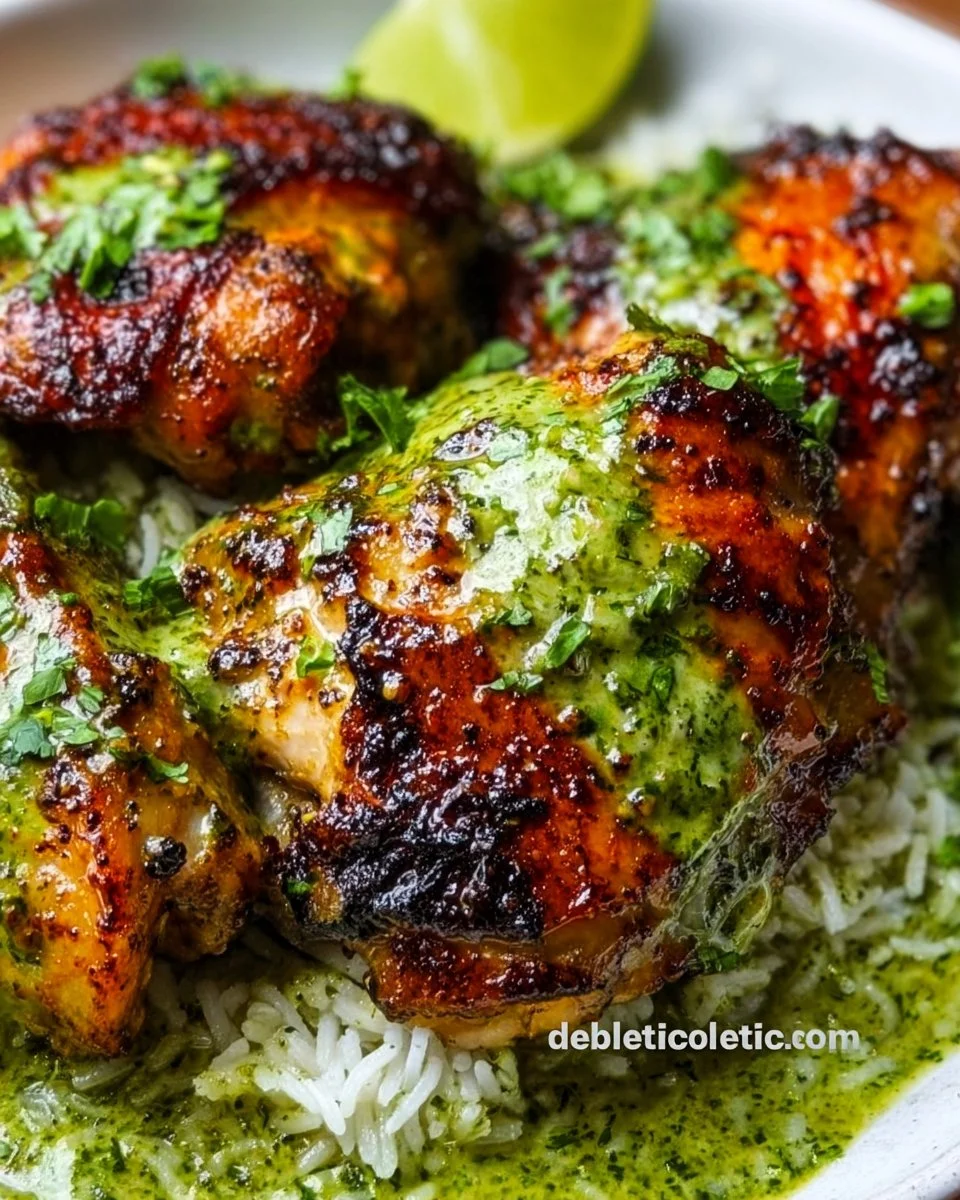 Peruvian Chicken and Rice with Green Sauce