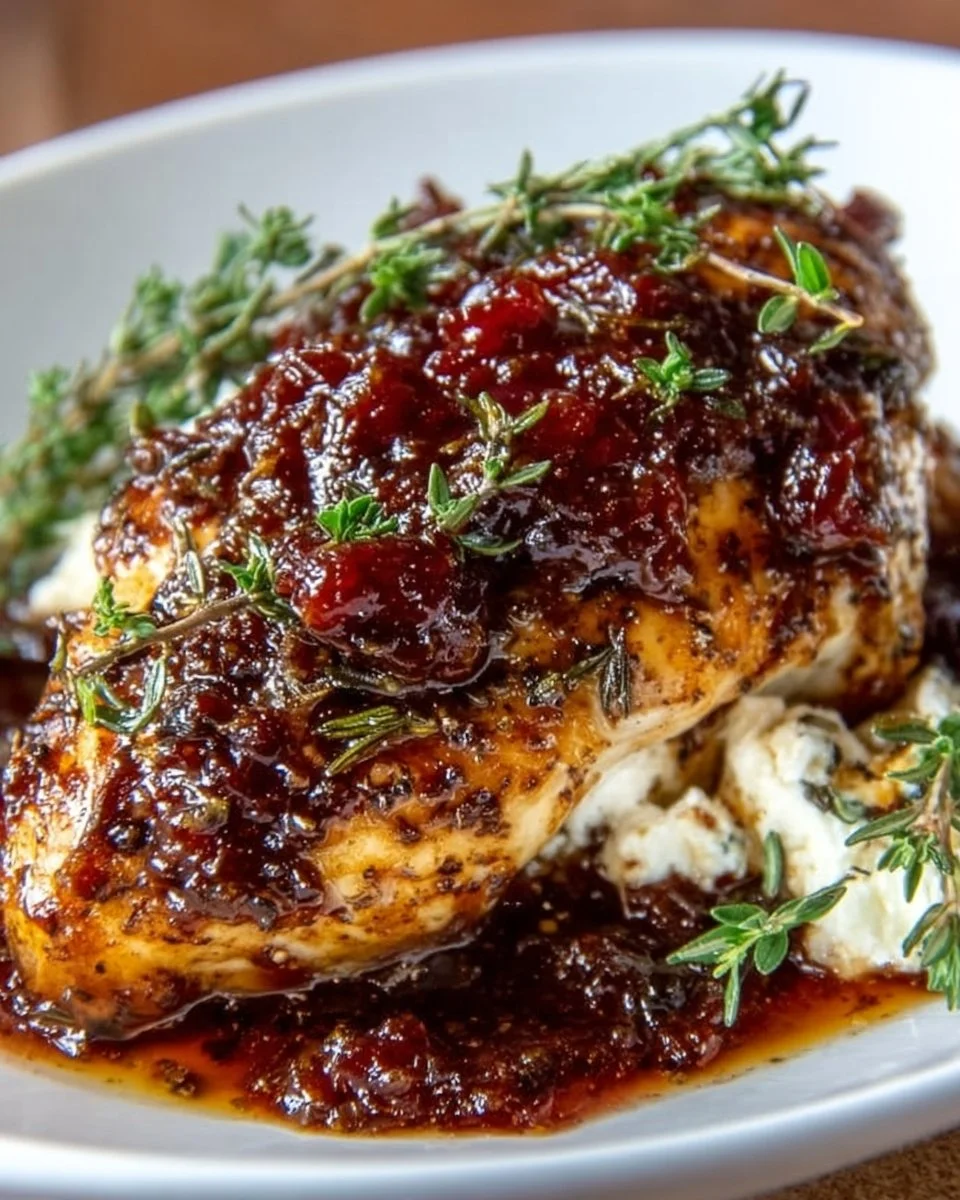 Slow Cooker Fig Jam & Goat Cheese Chicken