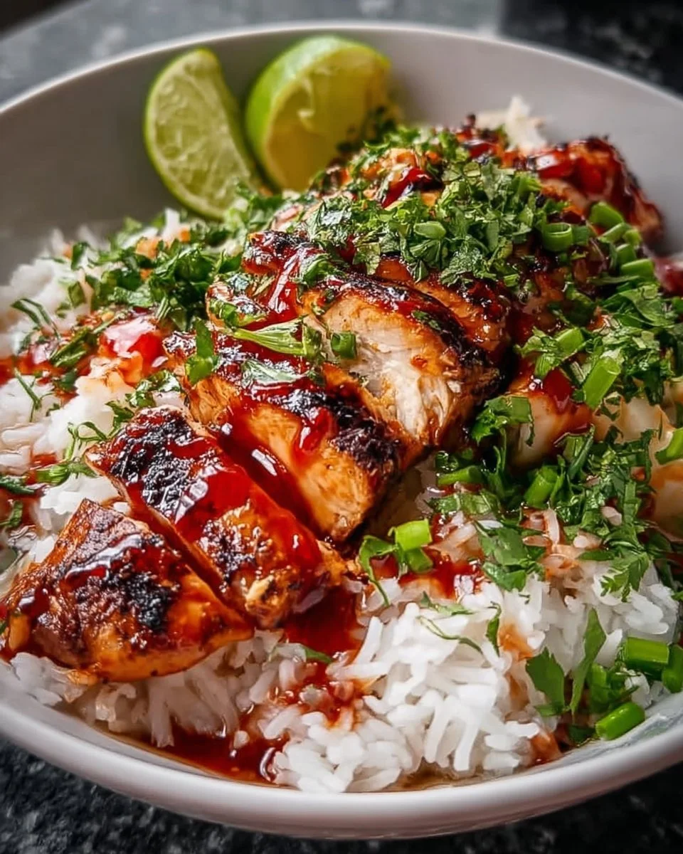 Sweet Chili Chicken Bowl with Coconut Lime Drizzle