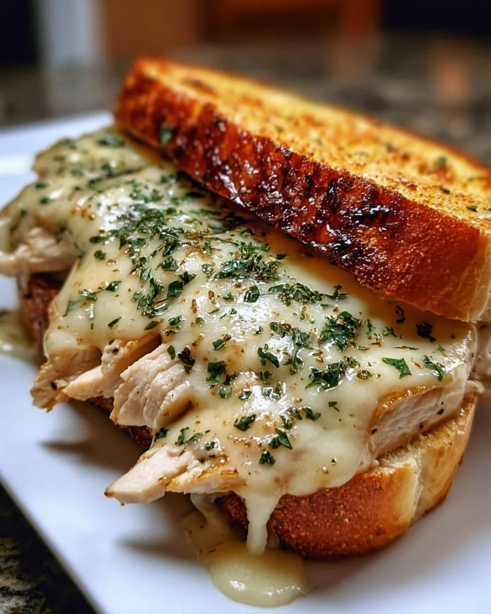 Cheesy Chicken Garlic Bread Sandwich