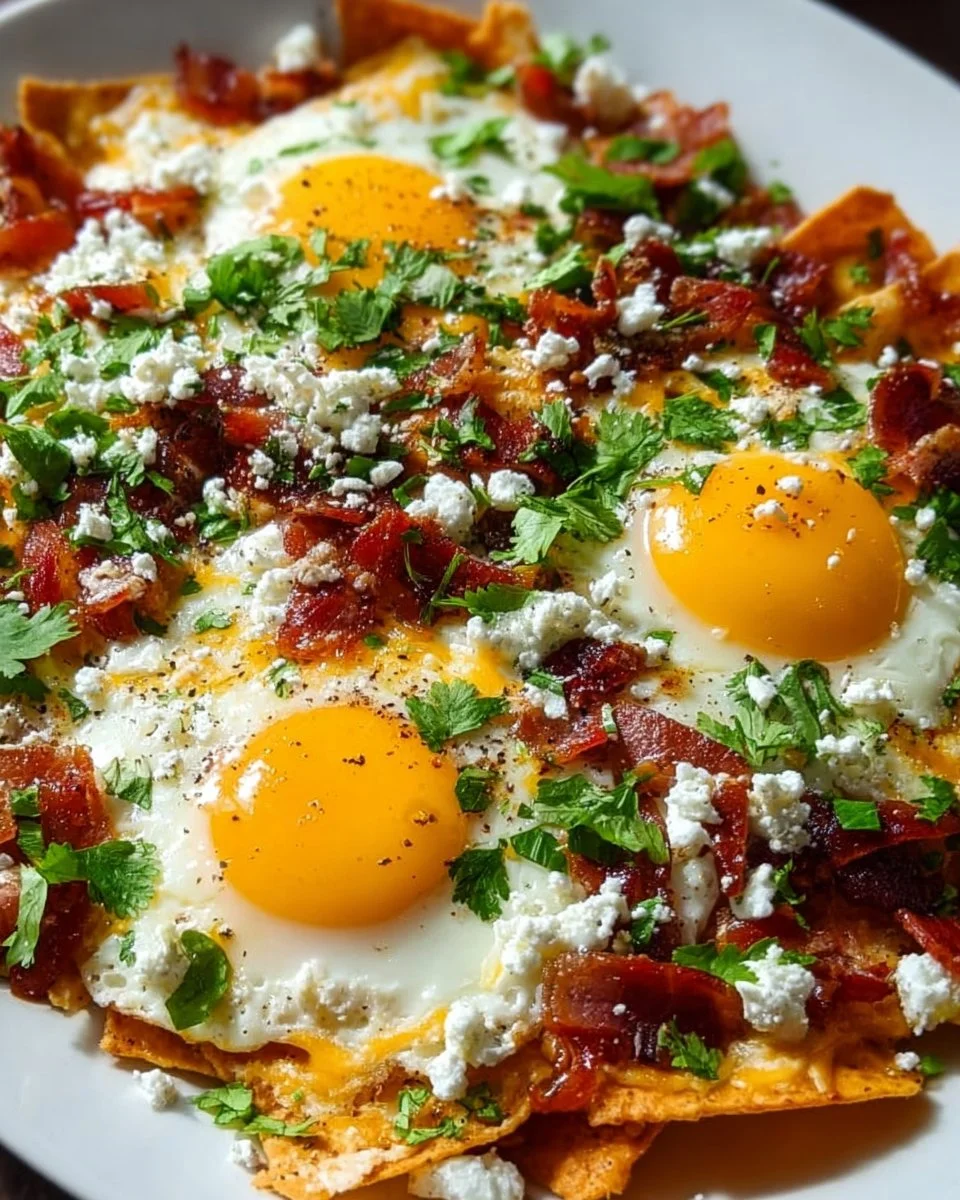Chilaquiles with Bacon, Eggs, and Cheese