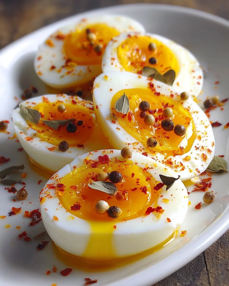 Classic pickled eggs in a jar, a delicious and tangy snack option.