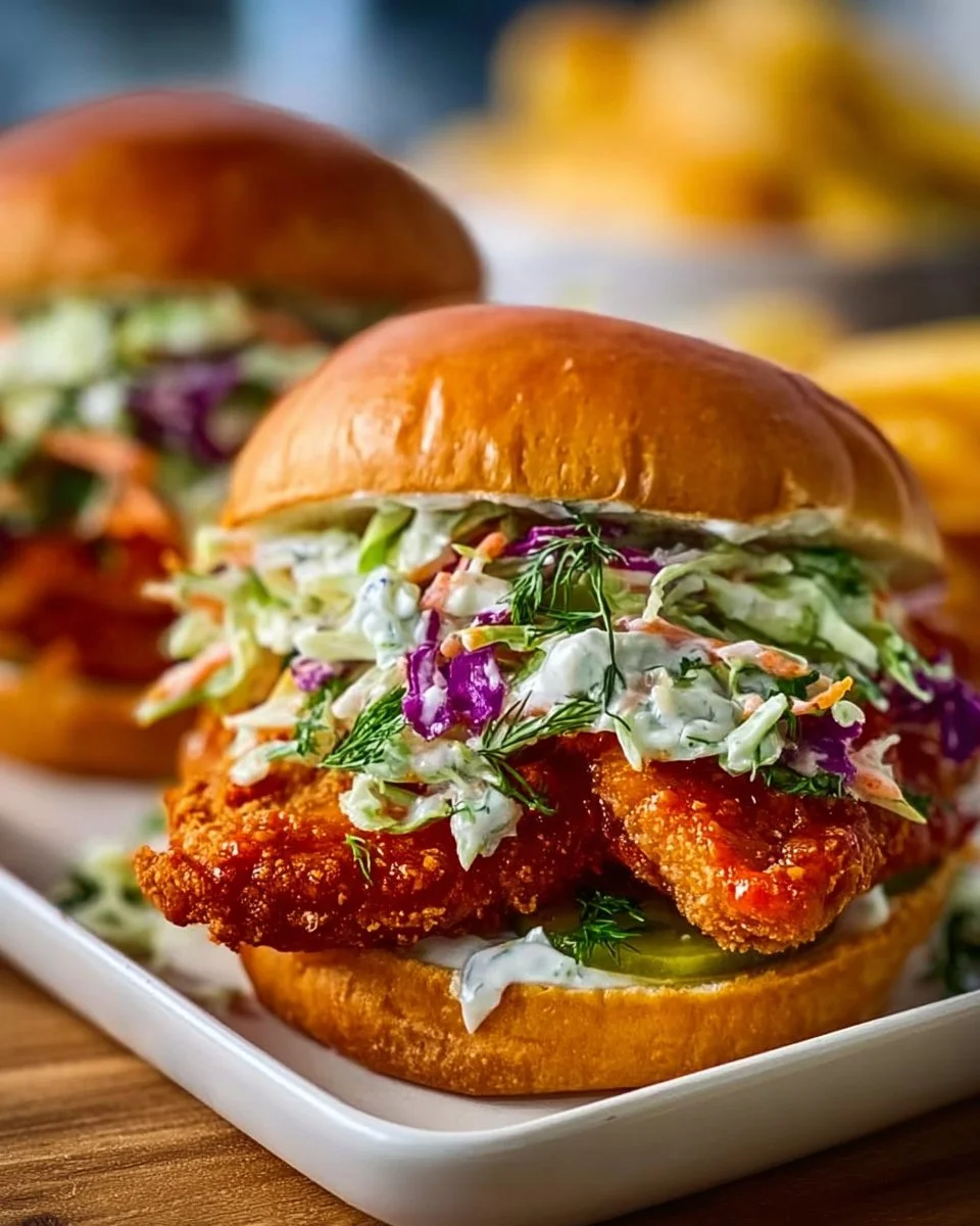 Crispy Buffalo Chicken Sandwich with Ranch Slaw