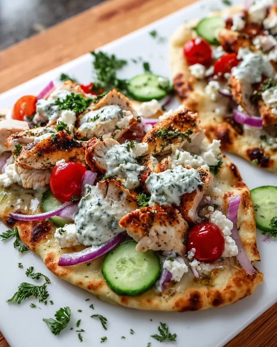 Greek Chicken Flatbread