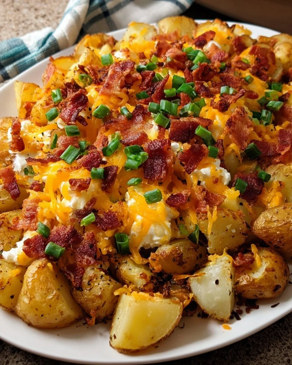 Cheesy Breakfast Potatoes with Crispy Bacon