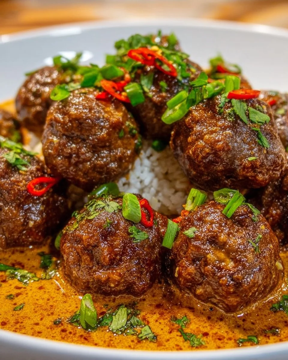 Jerk Meatballs in Coconut Curry Sauce