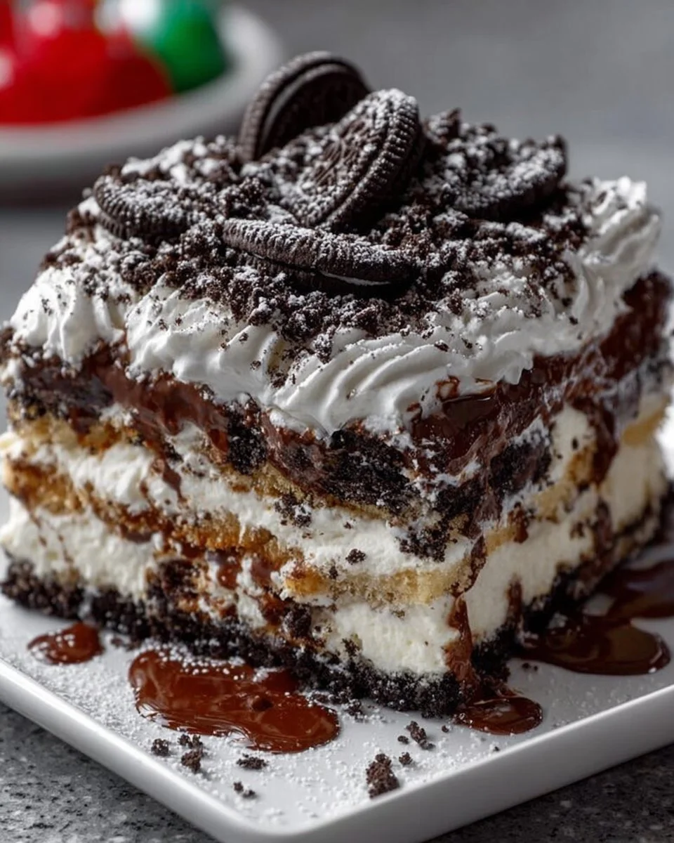 No-Bake Christmas Oreo Lasagna