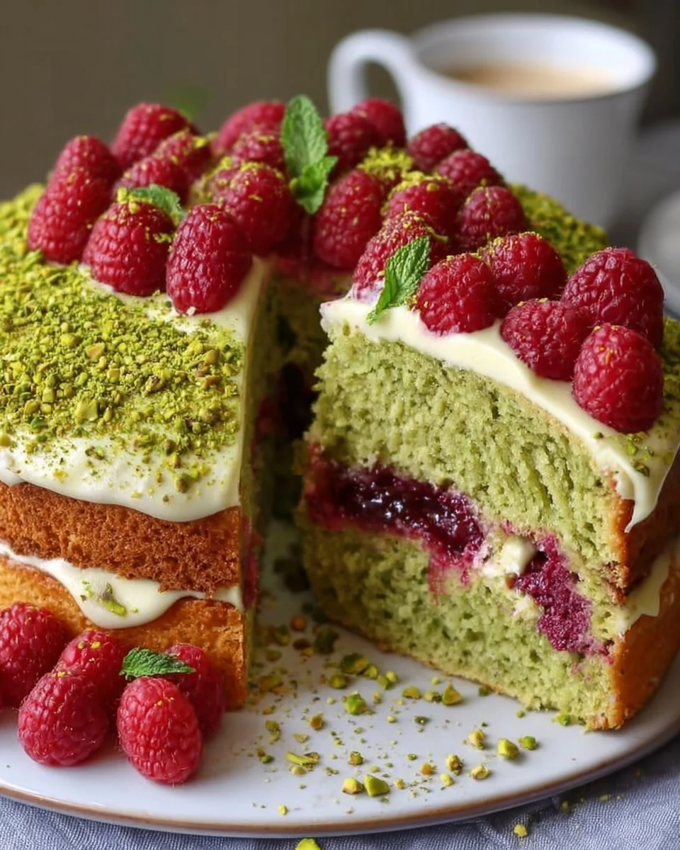 Pistachio Raspberry Cake